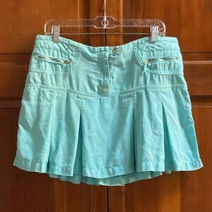 Sanctuary Linen Pleated  Mini Skirt - Size Medium - Aqua Blue